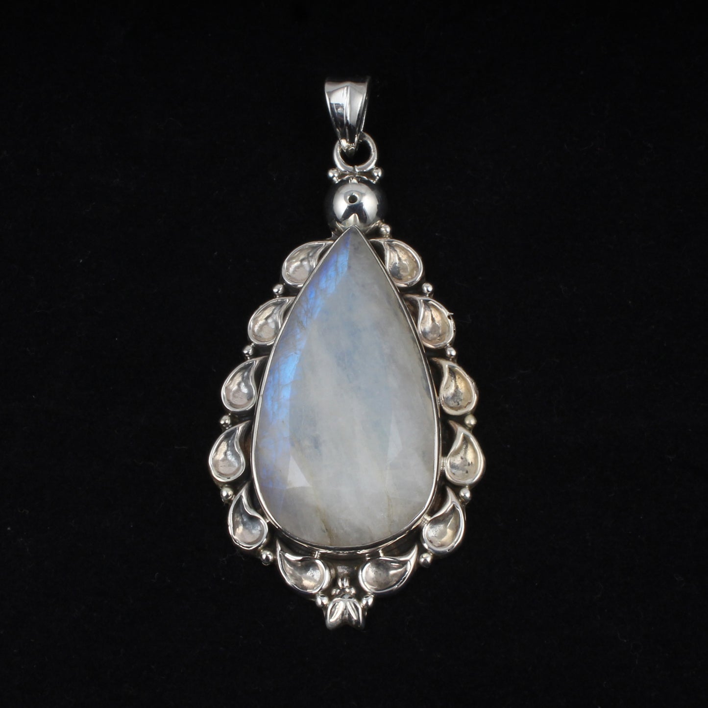 Designer Boho Rainbow Moonstone Pendant 925 Sterling Silver Handmade Natural Gemstone Pendant