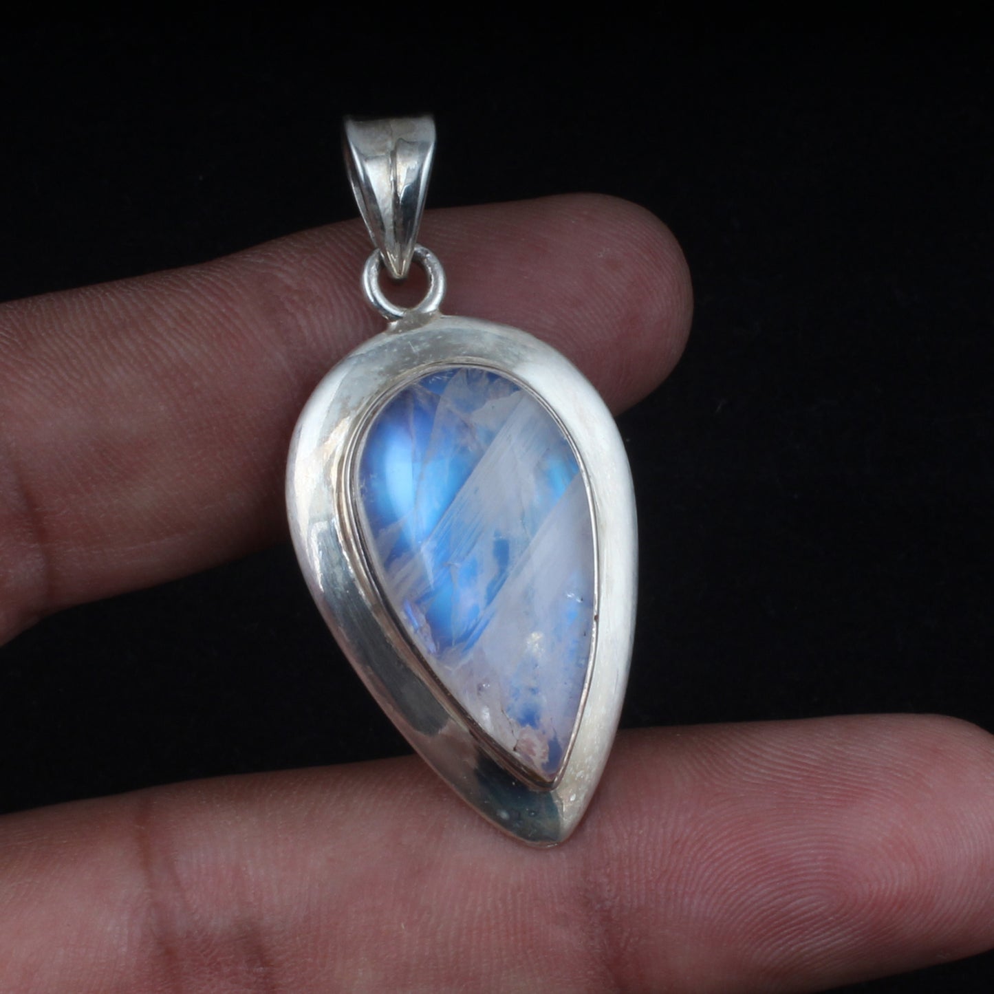 Rainbow Moonstone Pendant Handmade 925 Sterling Silver Teardrop Natural Gemstone Pendant