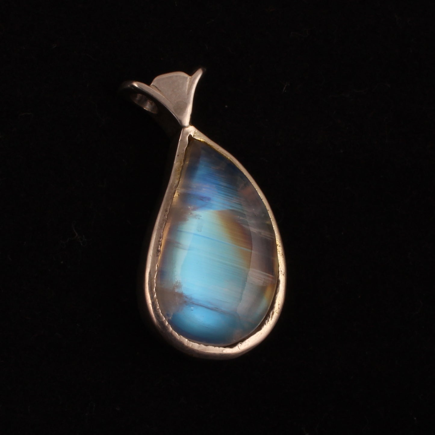 Blue Flashy Rainbow Moonstone Pendant Handmade 925 Sterling Silver Natural Gemstone Pendant