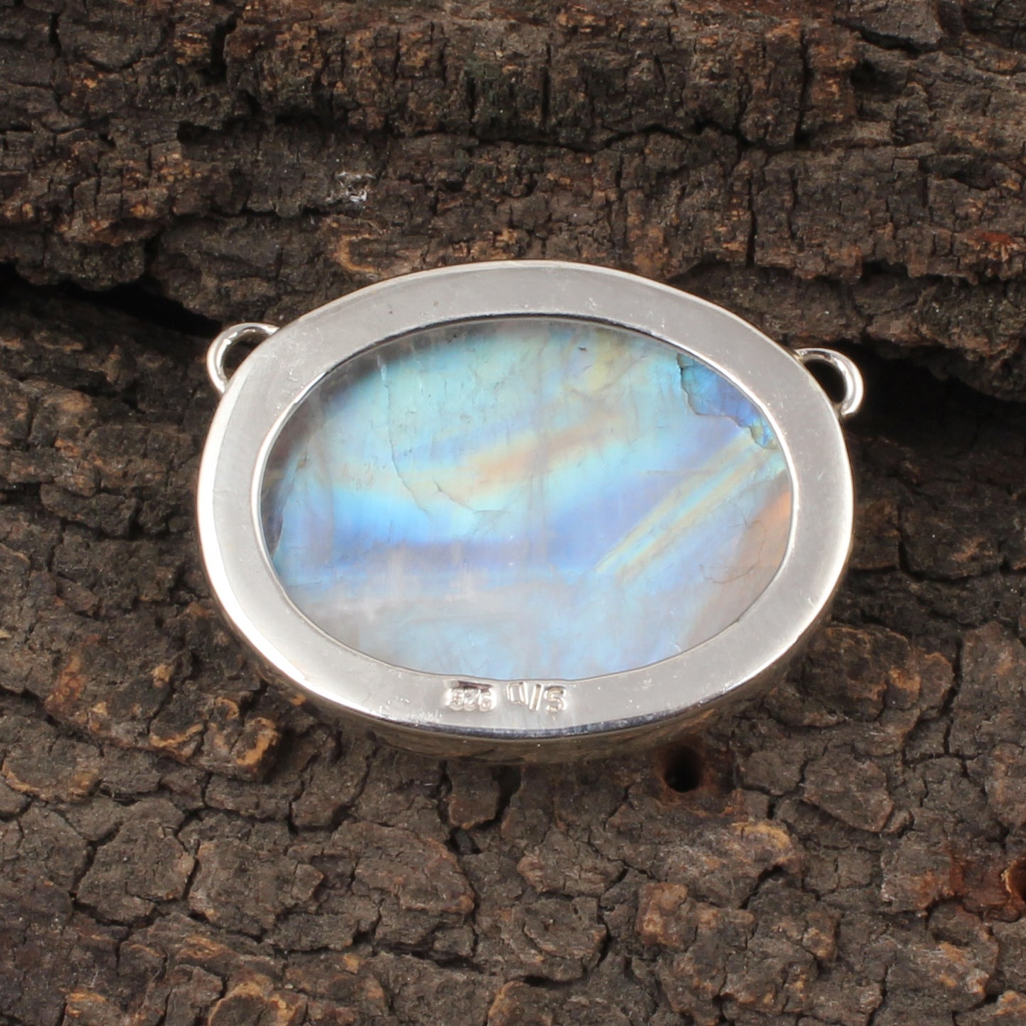 Natural Rainbow Moonstone Pendant Handmade Boho 925 Sterling Silver Bezel Set Oval Gemstone Pendant