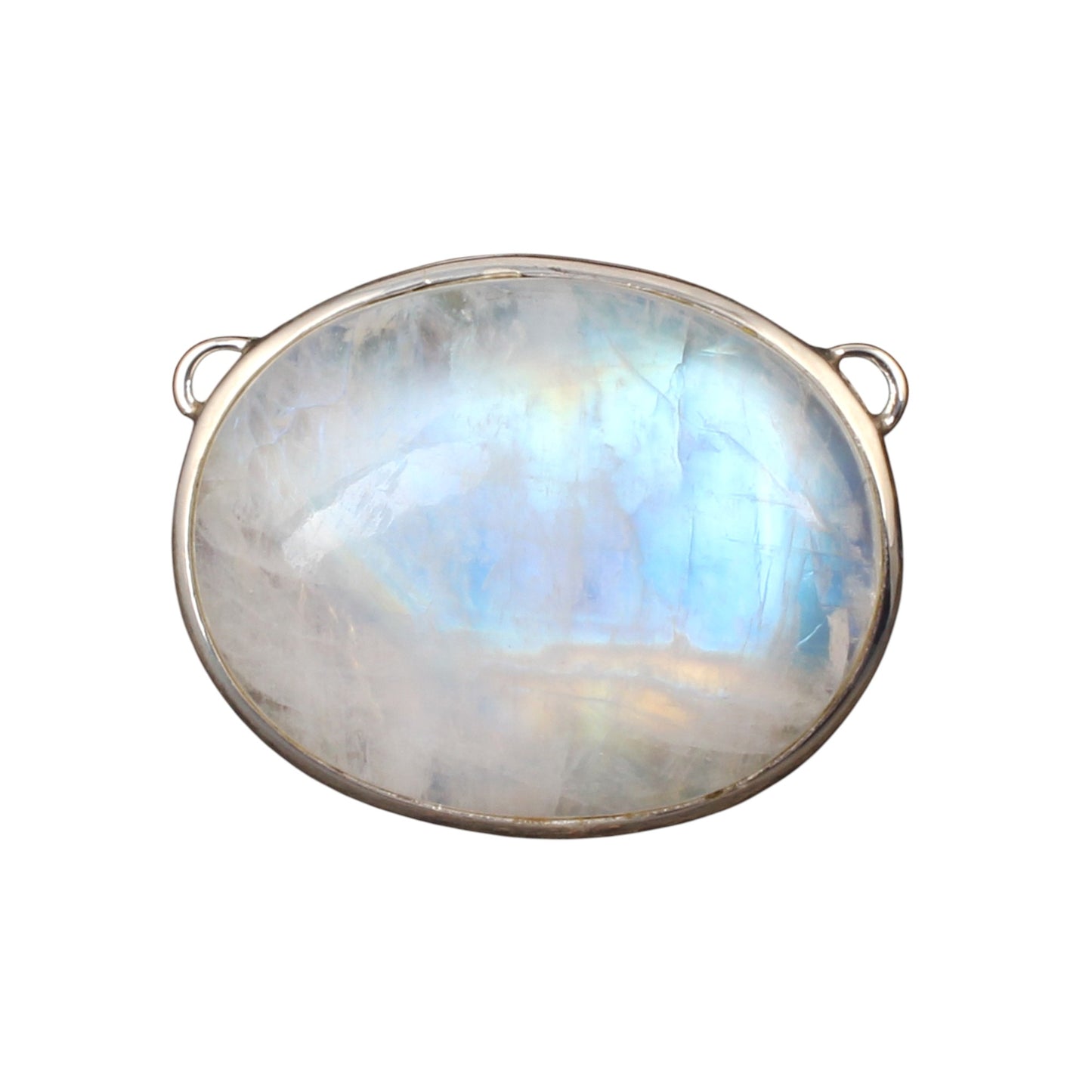 Natural Rainbow Moonstone Pendant Handmade Boho 925 Sterling Silver Bezel Set Oval Gemstone Pendant