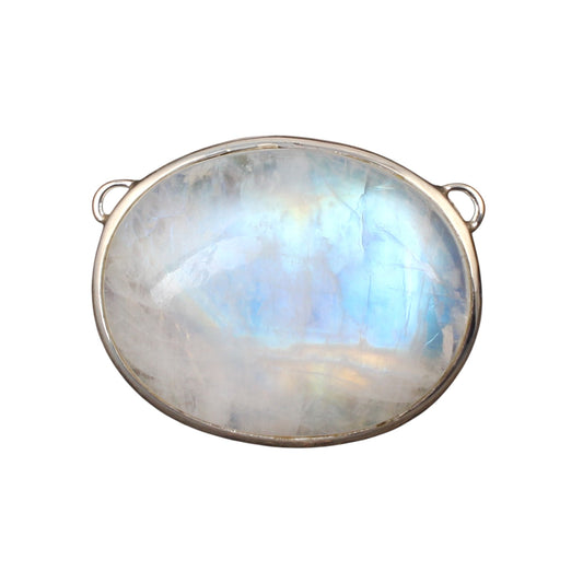 Natural Rainbow Moonstone Pendant Handmade Boho 925 Sterling Silver Bezel Set Oval Gemstone Pendant