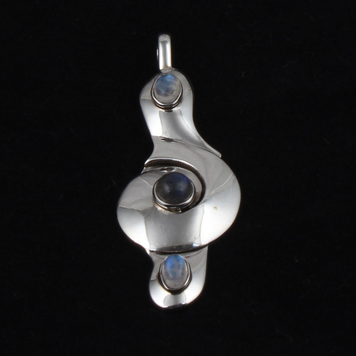 Rainbow Moonstone Contemporary Style Pendant Handmade Fluid Designer 925 Sterling Silver Gemstone Pendant