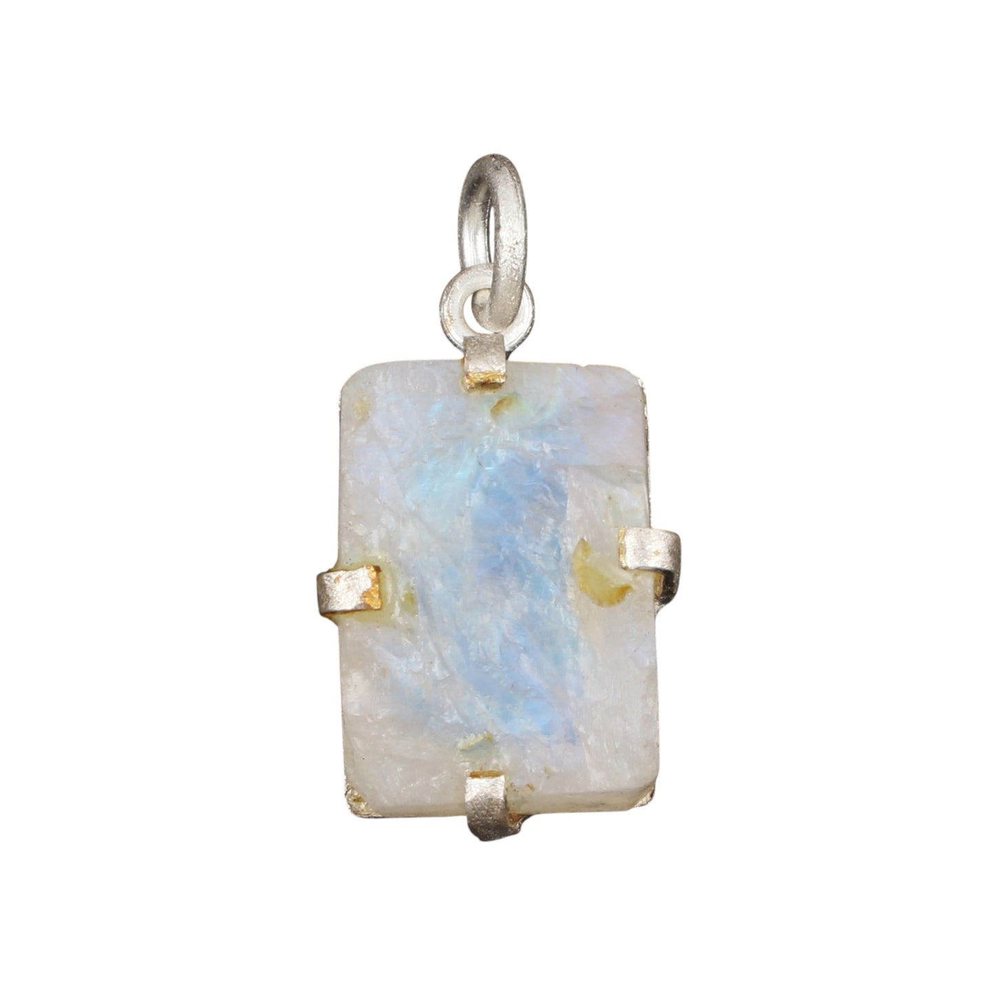 Rough Rainbow Moonstone Pendant Handmade 925 Sterling Silver Prong Setting Natural Gemstone Pendant
