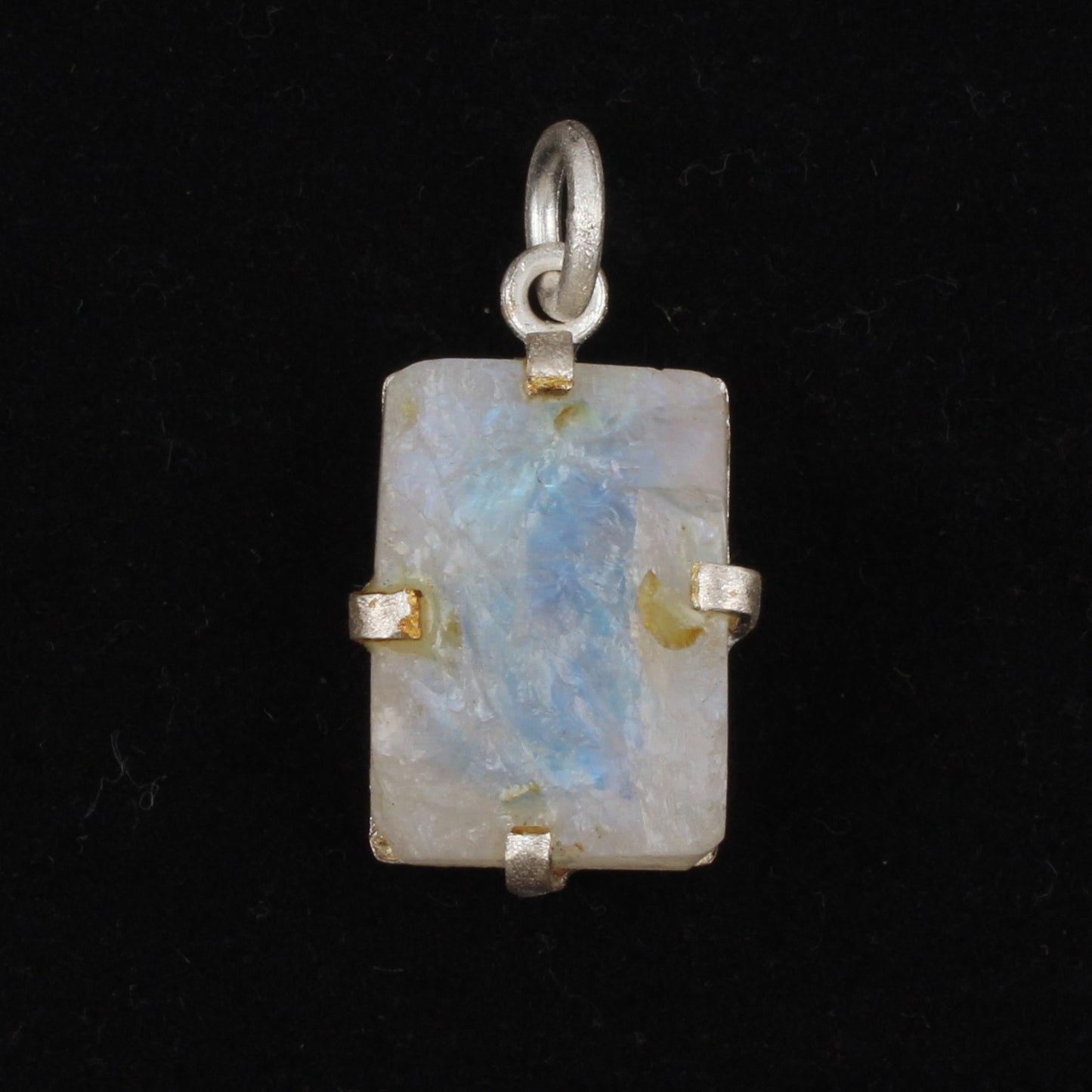 Rough Rainbow Moonstone Pendant Handmade 925 Sterling Silver Prong Setting Natural Gemstone Pendant