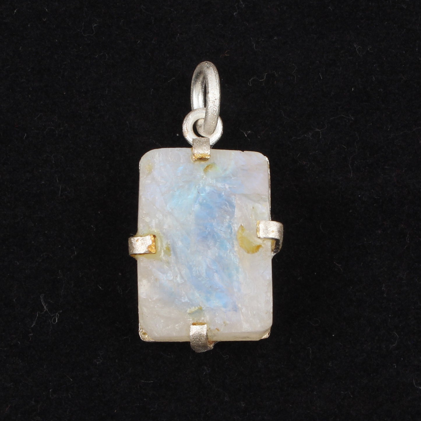 Rough Rainbow Moonstone Pendant Handmade 925 Sterling Silver Prong Setting Natural Gemstone Pendant