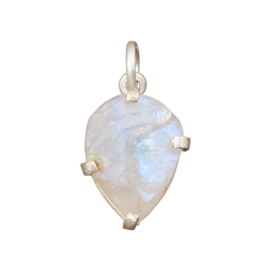 Rough Rainbow Moonstone Pendant Handmade 925 Sterling Silver Prong Setting Natural Raw Gemstone Pendant