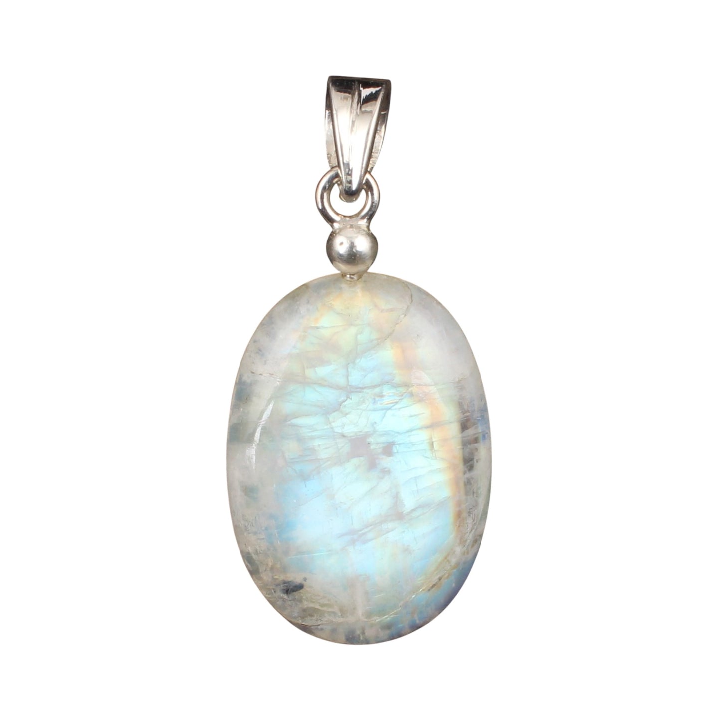 Rainbow Moonstone Clasp Pendant Handmade 925 Sterling Silver Natural Flashy Gemstone Pendant