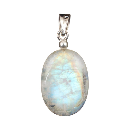Rainbow Moonstone Clasp Pendant Handmade 925 Sterling Silver Natural Flashy Gemstone Pendant
