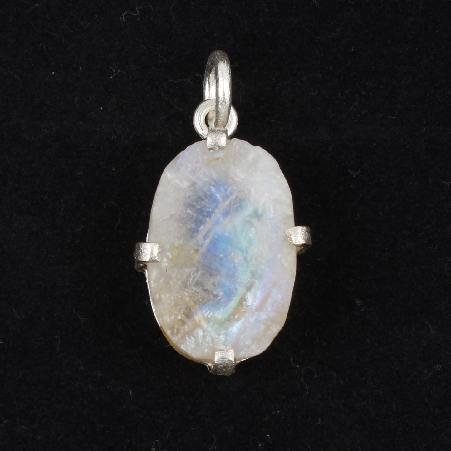 Rough Rainbow Moonstone Pendant Handmade 925 Sterling Silver Prong Setting Raw Gemstone Pendant