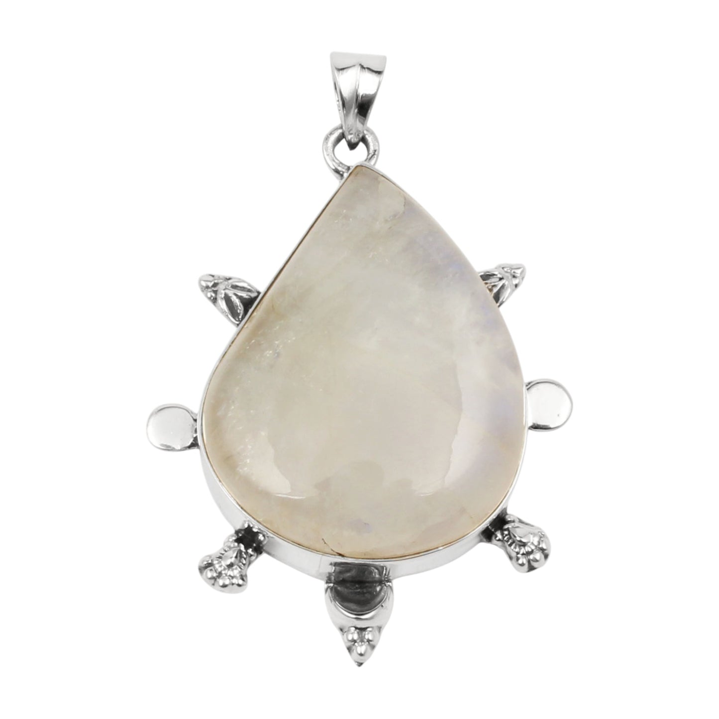 Natural Rainbow Moonstone Pendant Designer 925 Sterling Silver Handmade Cabochon Gifts For Her