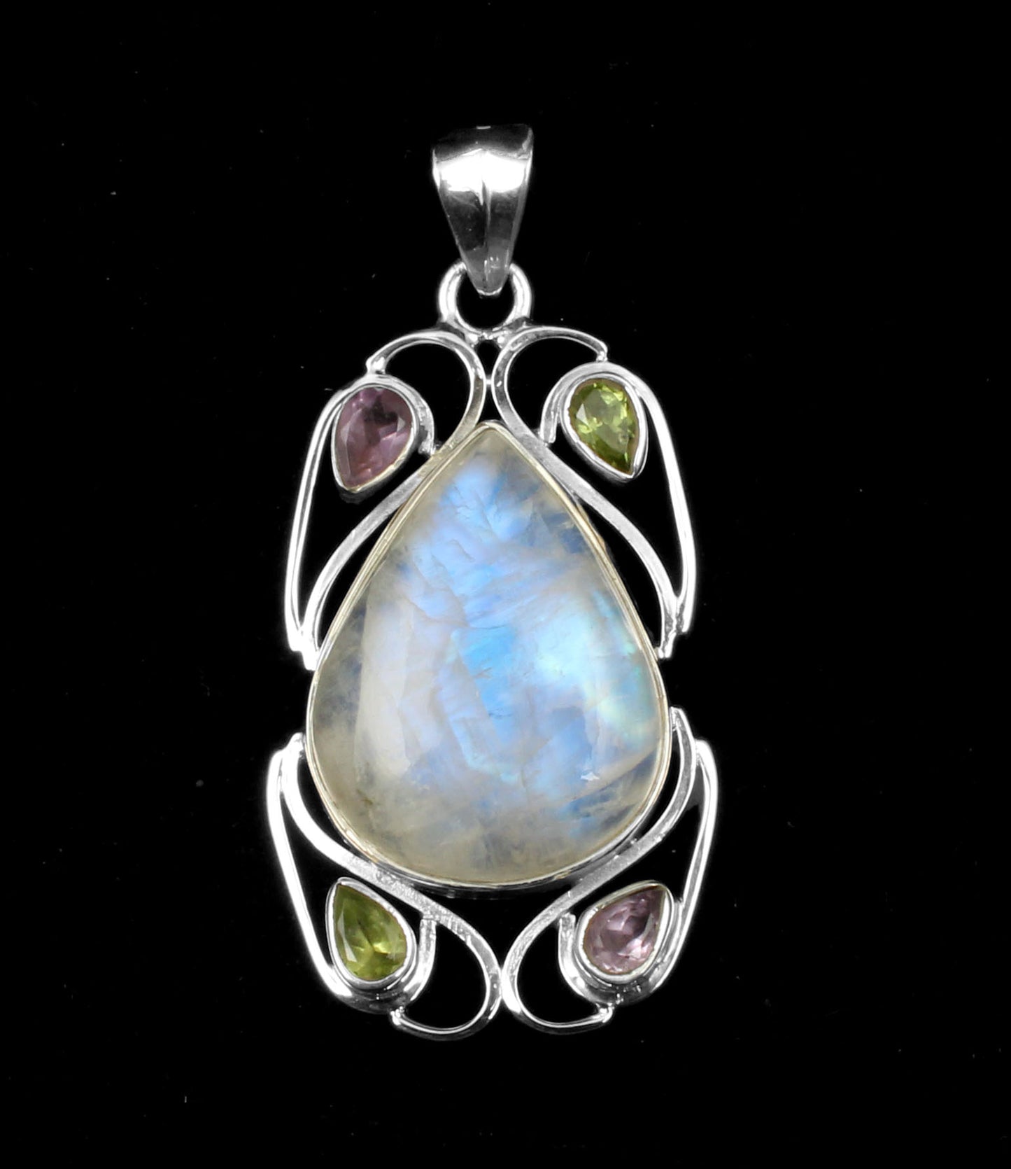 White Rainbow Sterling Silver Pendant