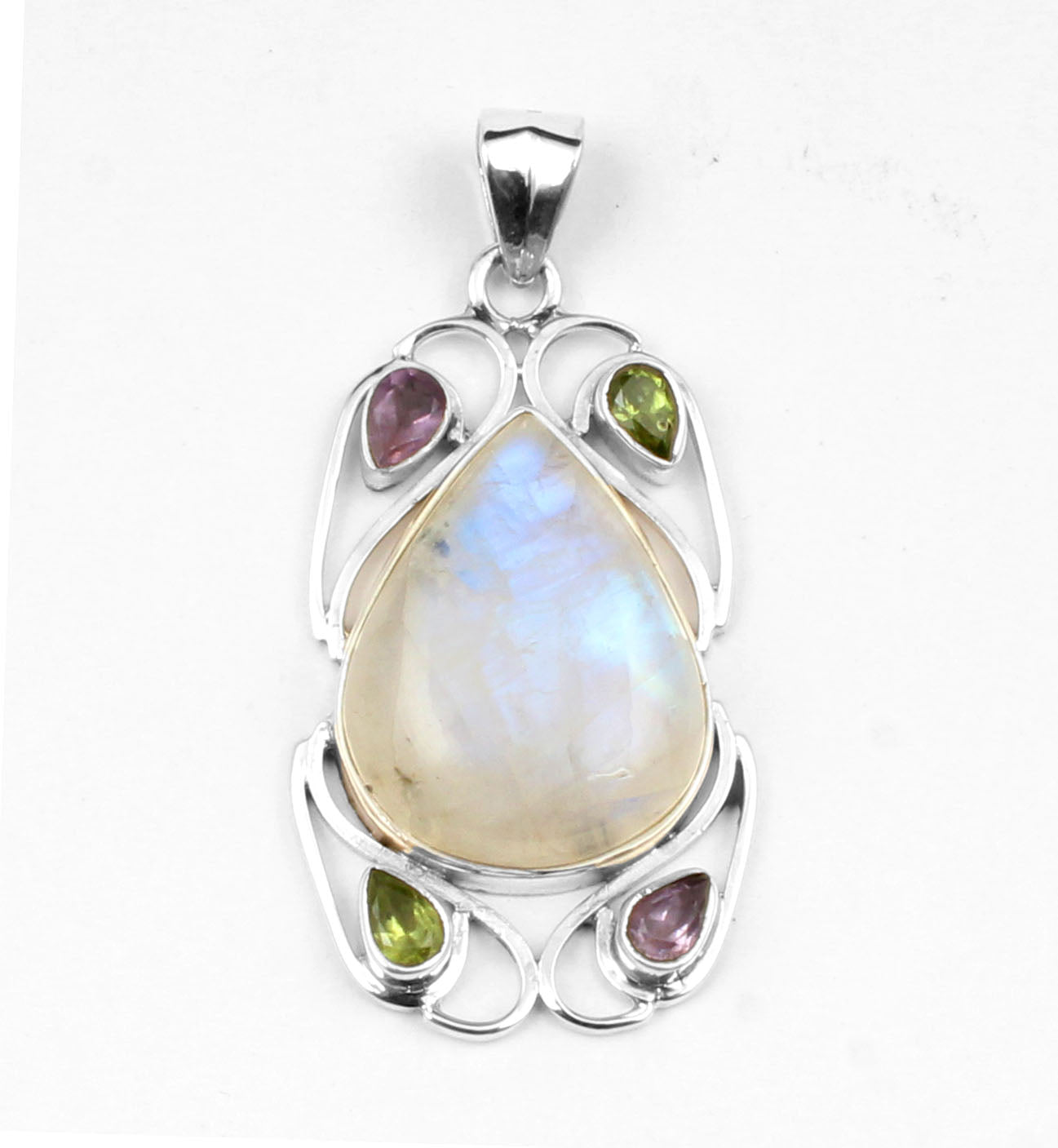 White Rainbow Sterling Silver Pendant