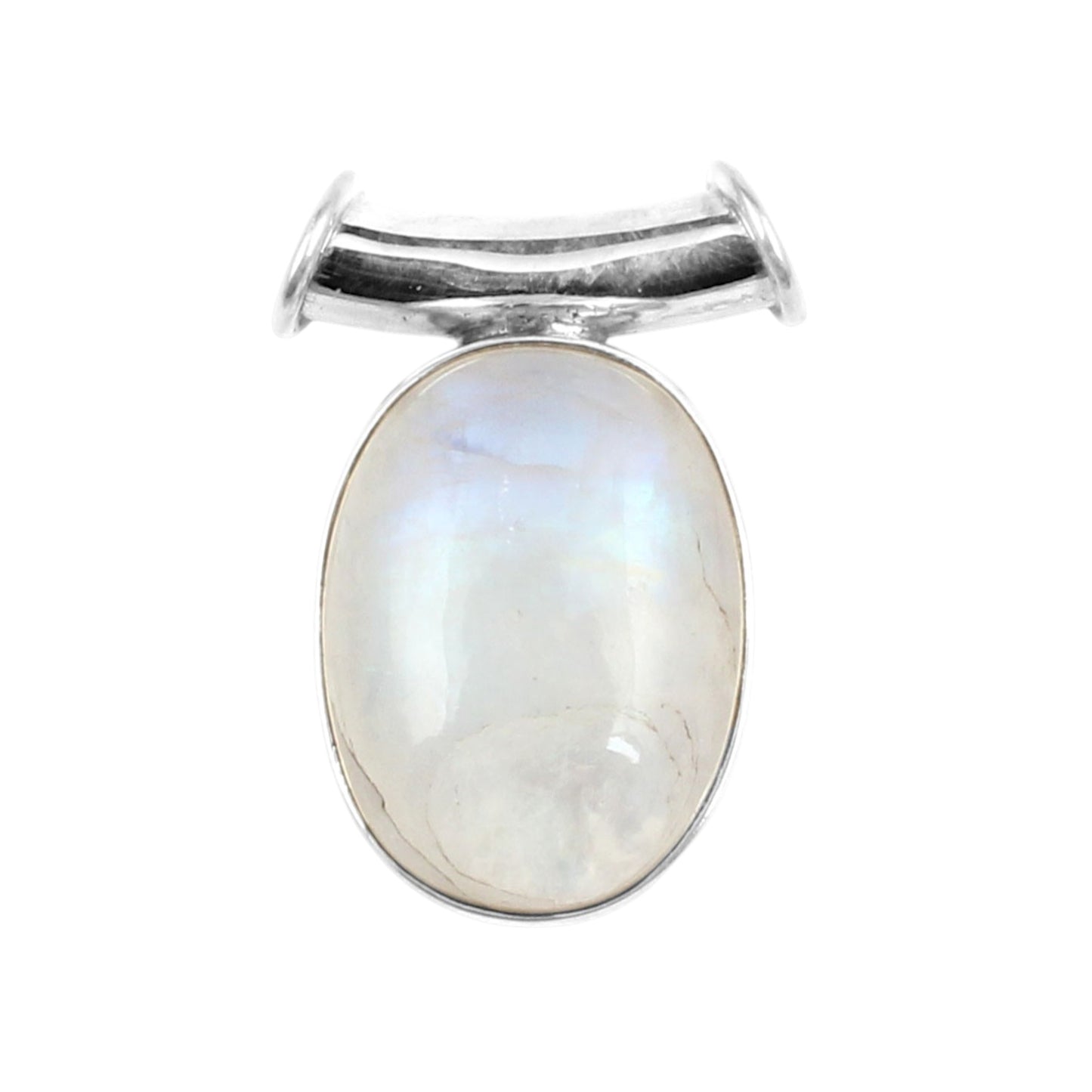 Natural Rainbow Moonstone Pendant 925 Sterling Silver Handmade Oval Shape Cabochon Pendant Statement Jewelry