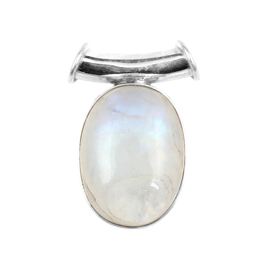 Natural Rainbow Moonstone Pendant 925 Sterling Silver Handmade Oval Shape Cabochon Pendant Statement Jewelry