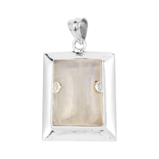 Natural Rainbow Moonstone Pendant 925 Sterling Silver Handmade Cabochon Pendant Statement Jewelry