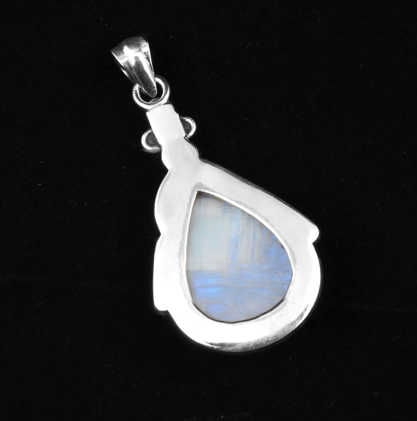 Bohemian Twisted Wire Rainbow Moonstone Pendant 925 Sterling Silver Handmade Natural Gemstone Pendant