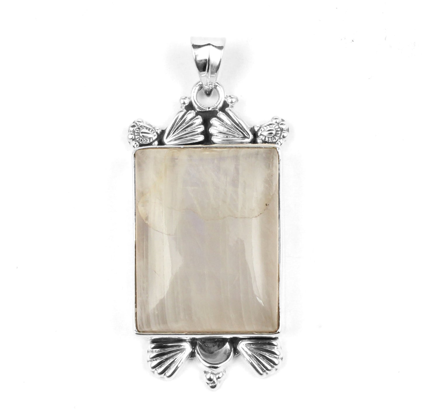 Designer Rainbow Moonstone 925 Sterling Silver Pendant For Women Girls Natural Gemstone Handmade Pendant