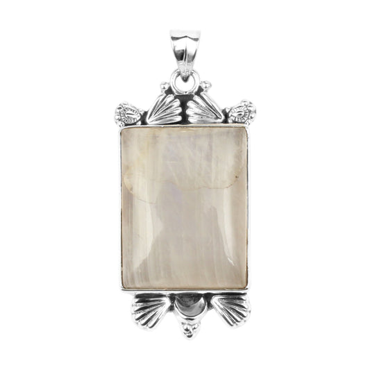 Designer Rainbow Moonstone 925 Sterling Silver Pendant For Women Girls Natural Gemstone Handmade Pendant