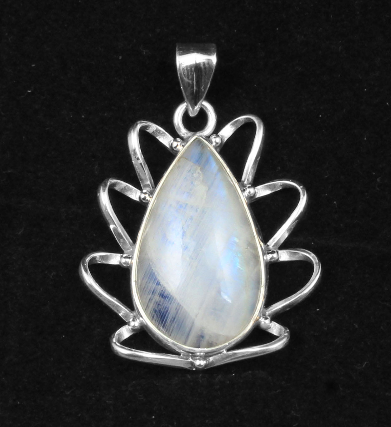 Lotus Rainbow Moonstone Pendant 925 Sterling Silver Handmade Designer Natural Gemstone Silver Pendant