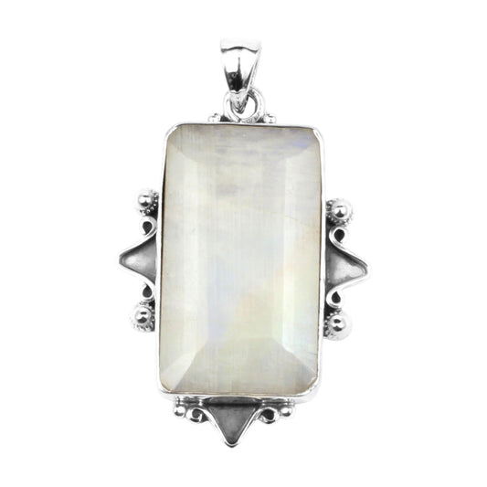 Natural Rainbow Moonstone Pendant 925 Sterling Silver Handmade Gemstone Statement Pendant