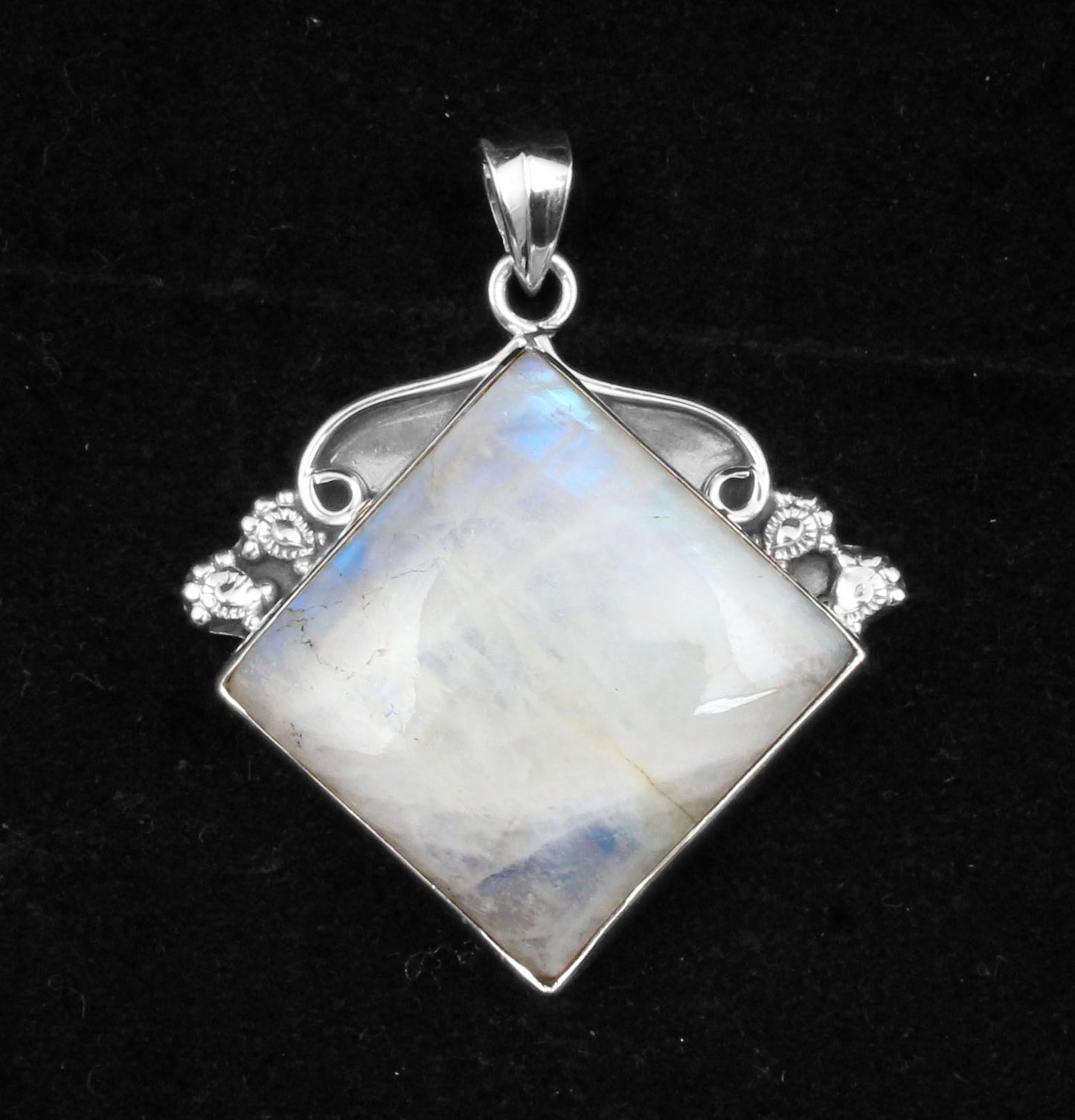 Rainbow Moonstone 925 Sterling Silver Pendant For Women Girls Natural Gemstone Handmade Pendant