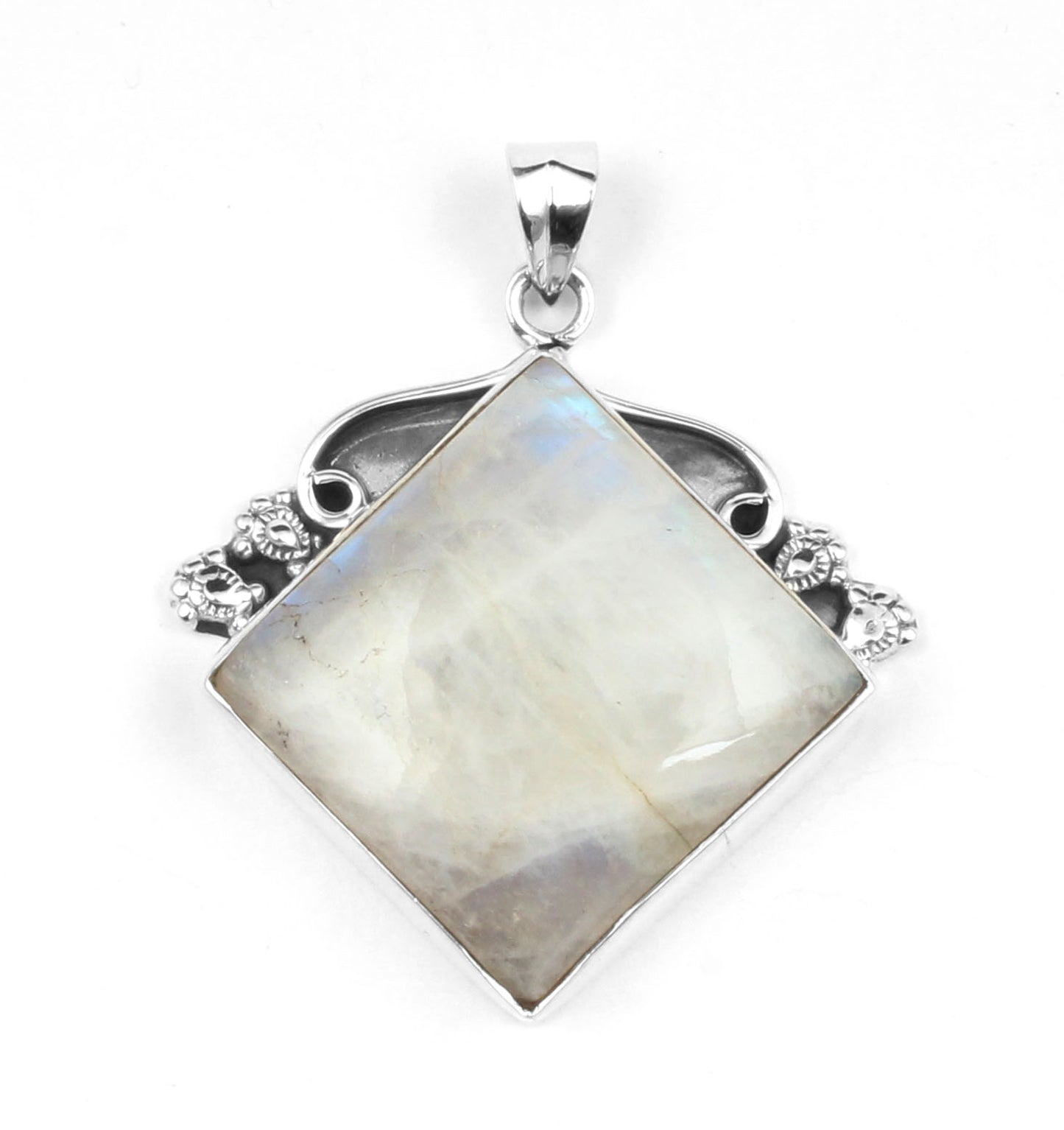 Rainbow Moonstone 925 Sterling Silver Pendant For Women Girls Natural Gemstone Handmade Pendant