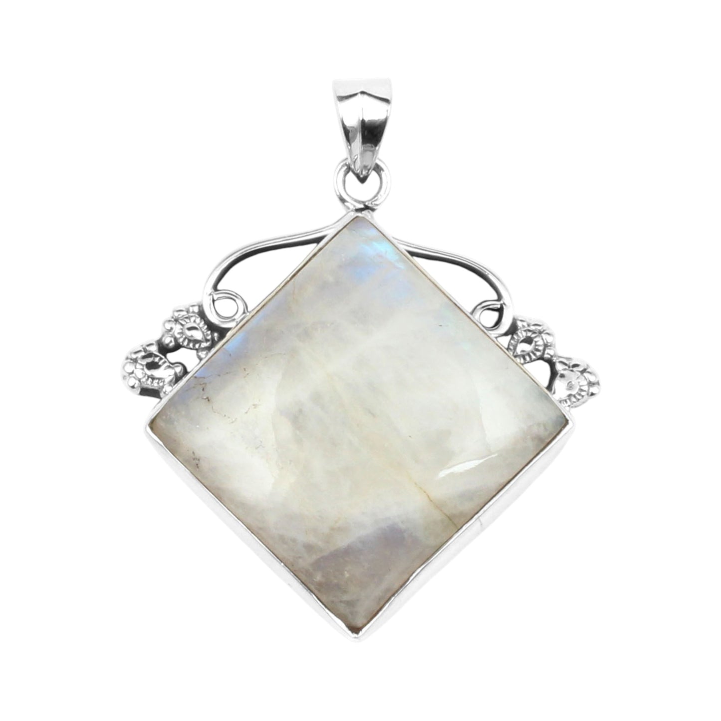 Rainbow Moonstone 925 Sterling Silver Pendant For Women Girls Natural Gemstone Handmade Pendant