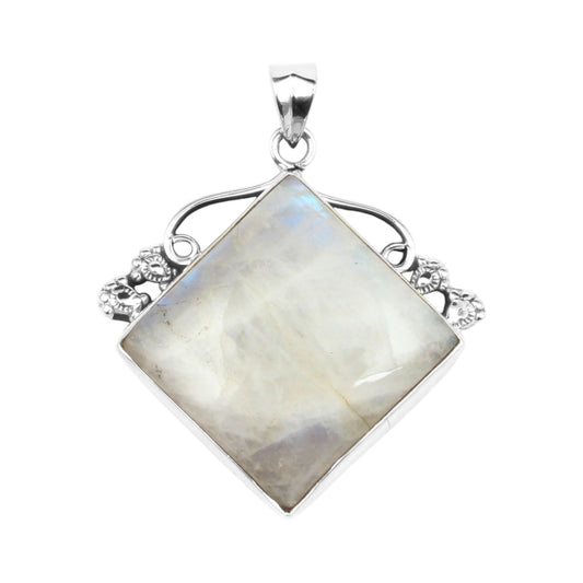 Rainbow Moonstone 925 Sterling Silver Pendant For Women Girls Natural Gemstone Handmade Pendant