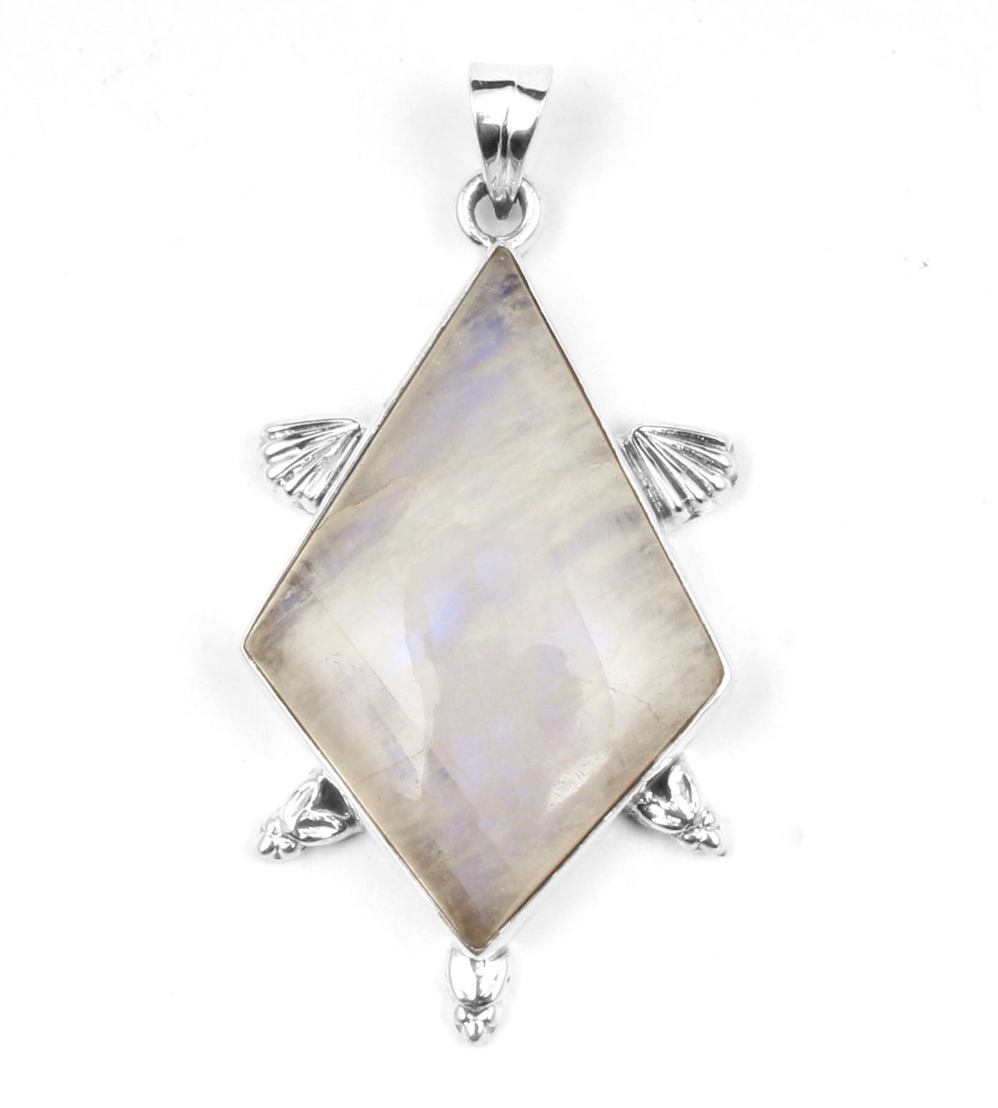Rainbow Moonstone 925 Sterling Silver Pendant For Women Girls Natural Gemstone Handmade Pendant Gift For Her
