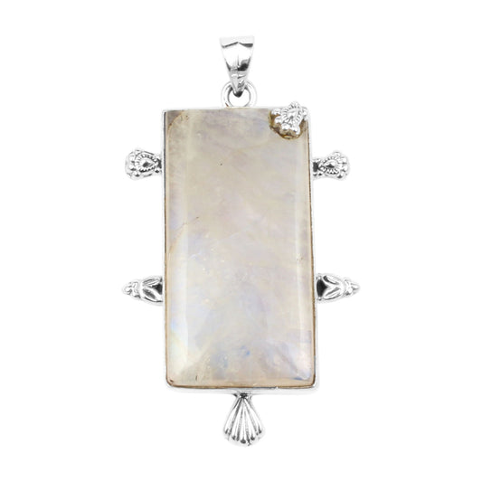 Moonstone Pendant 925 Sterling Silver Pendant Handmade Chunky Gemstone Pendant Statement June Bithstone Jewelry