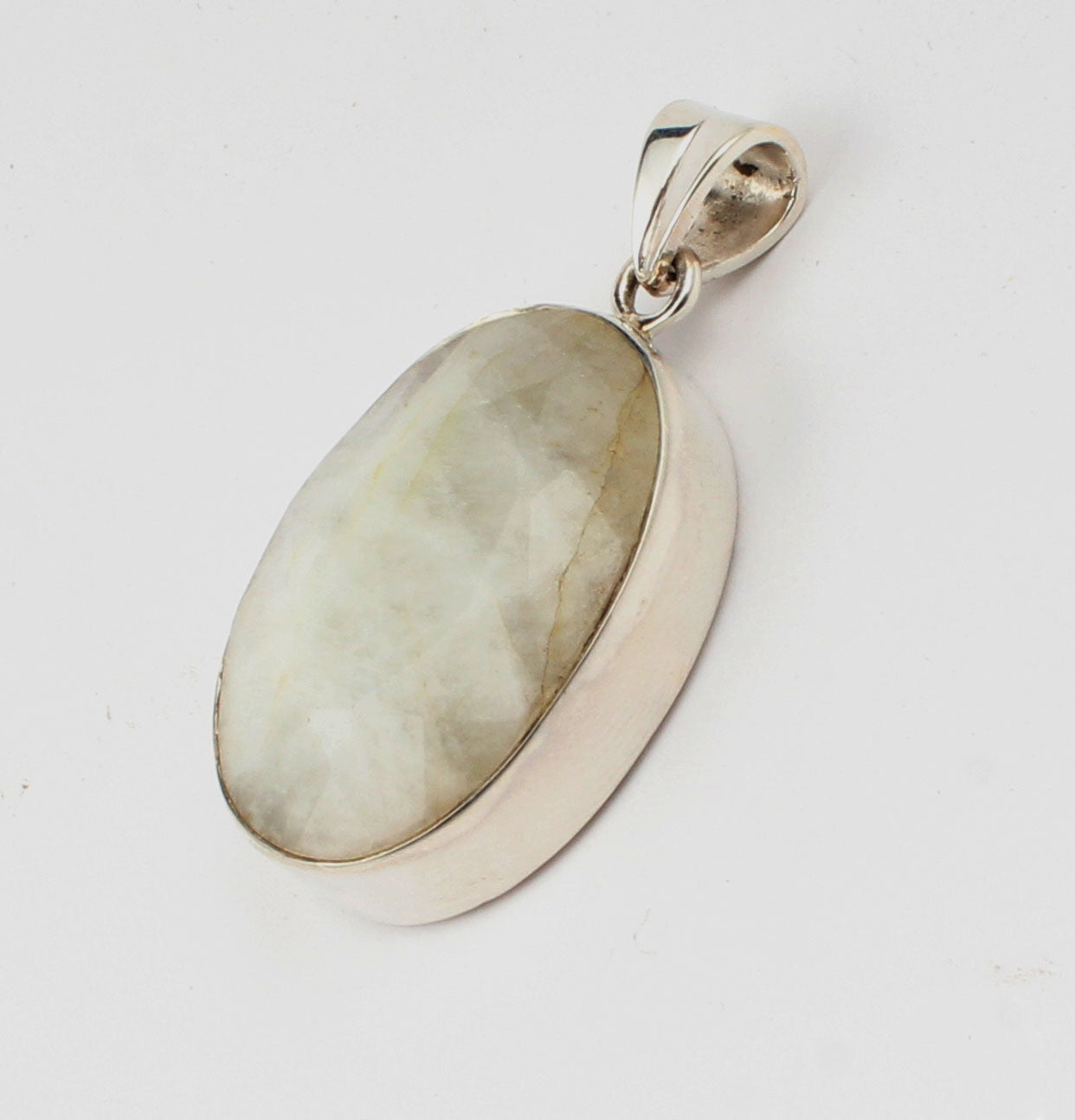 Faceted Rainbow Moonstone Pendant 925 Sterling Silver Pendant Handmade Chunky Gemstone Pendant June Bithstone Jewelry
