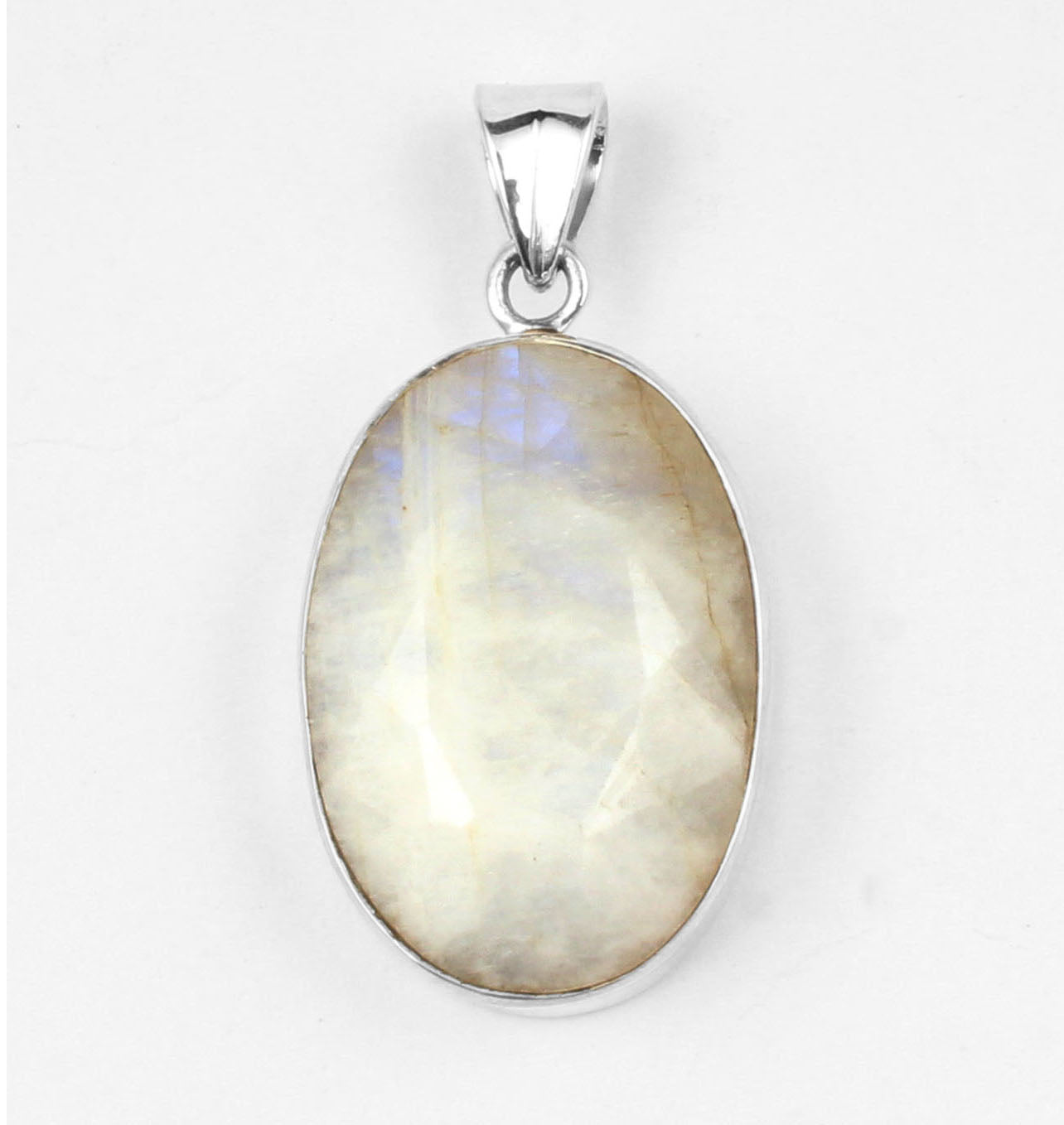 Faceted Rainbow Moonstone Pendant 925 Sterling Silver Pendant Handmade Chunky Gemstone Pendant June Bithstone Jewelry