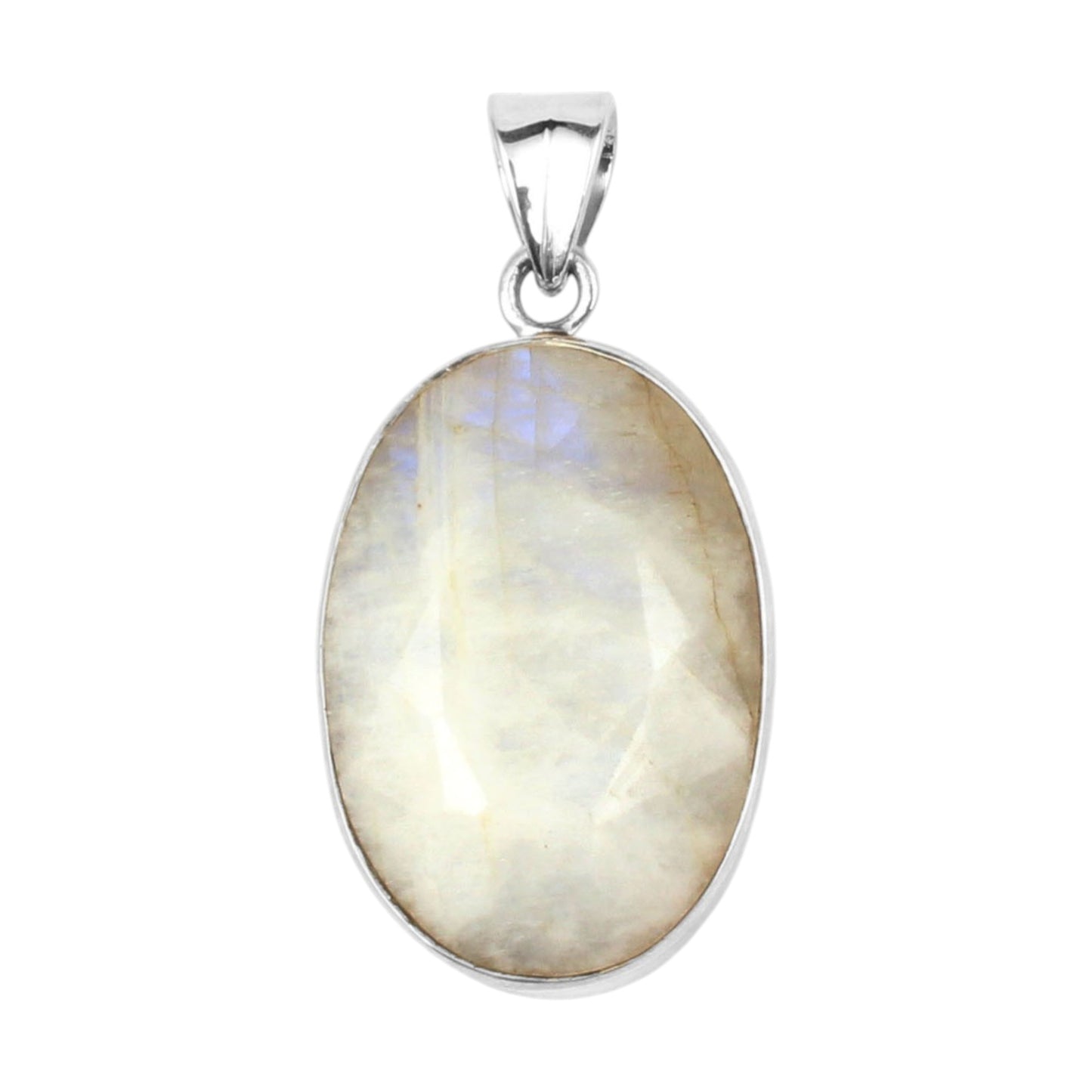 Faceted Rainbow Moonstone Pendant 925 Sterling Silver Pendant Handmade Chunky Gemstone Pendant June Bithstone Jewelry