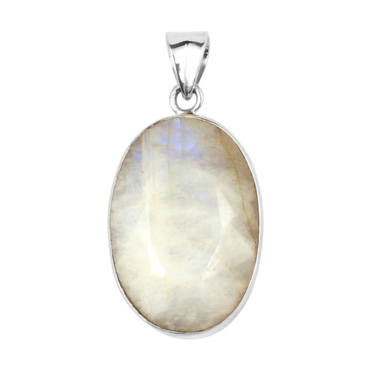 Faceted Rainbow Moonstone Pendant 925 Sterling Silver Pendant Handmade Chunky Gemstone Pendant June Bithstone Jewelry