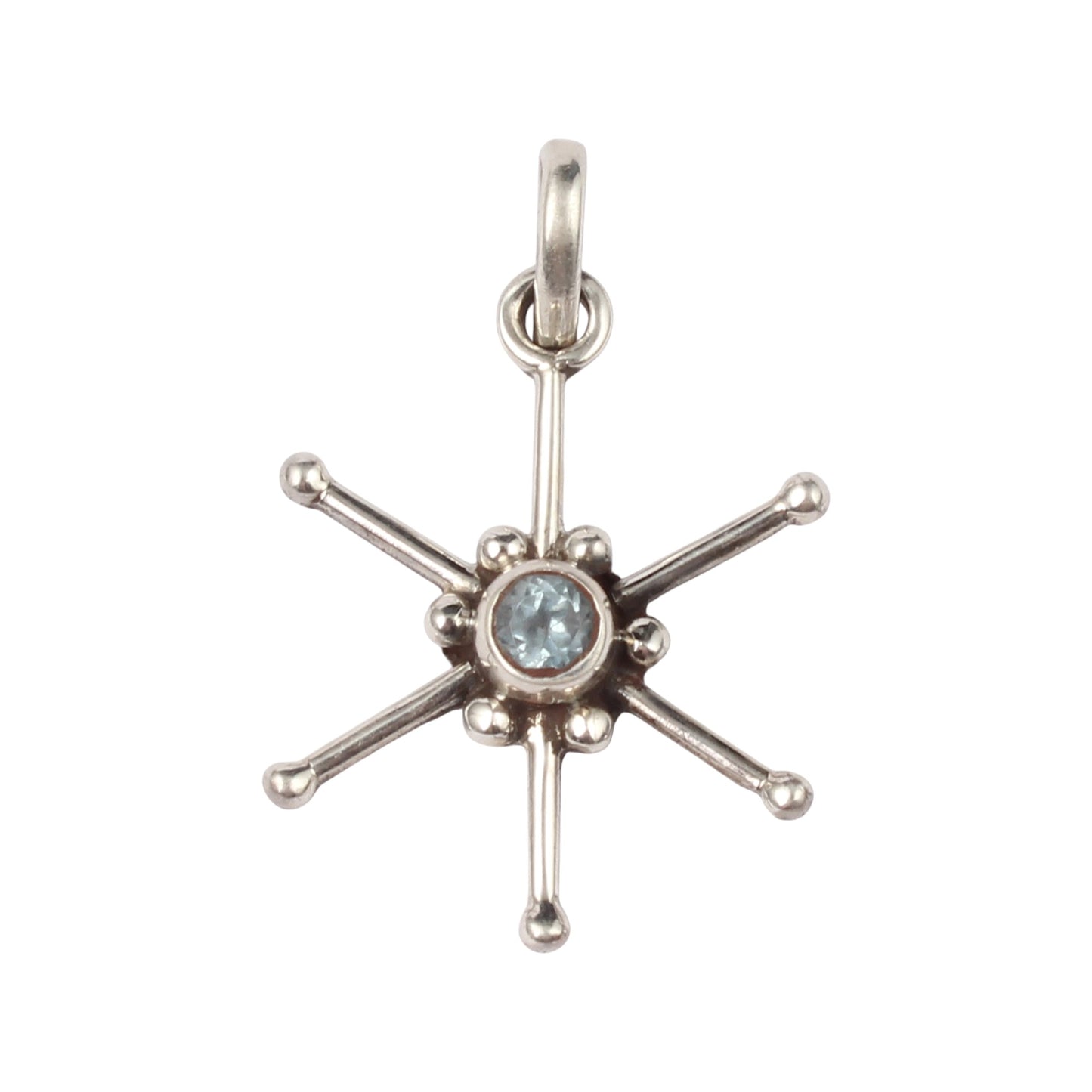 Star Shape Blue Topaz Pendant Healing Gemstone Handmade 925 Sterling Silver Pendant Gift For Her December Birthstone