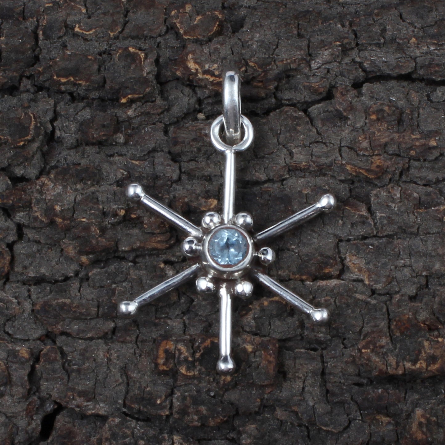 Star Shape Blue Topaz Pendant Healing Gemstone Handmade 925 Sterling Silver Pendant Gift For Her December Birthstone