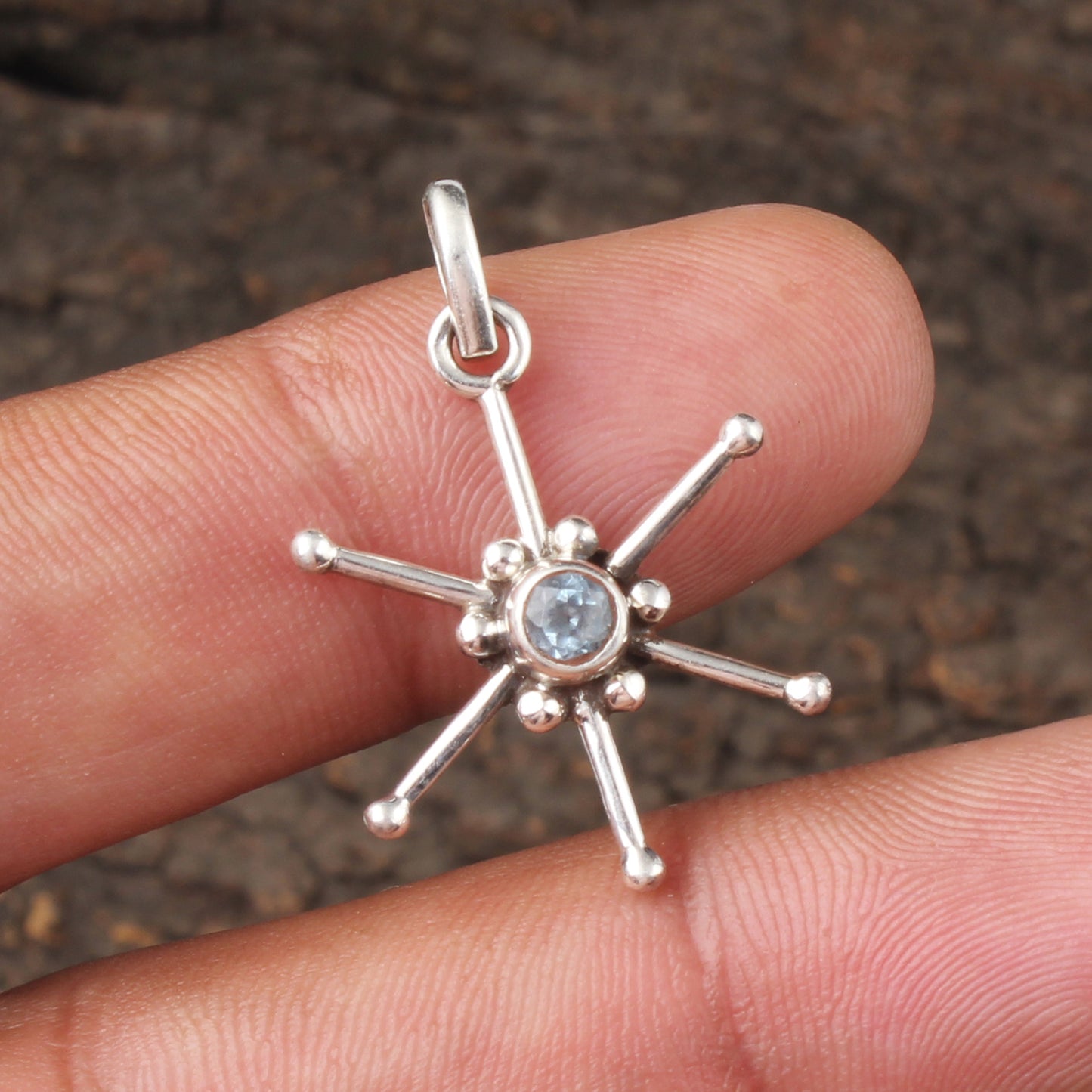 Star Shape Blue Topaz Pendant Healing Gemstone Handmade 925 Sterling Silver Pendant Gift For Her December Birthstone