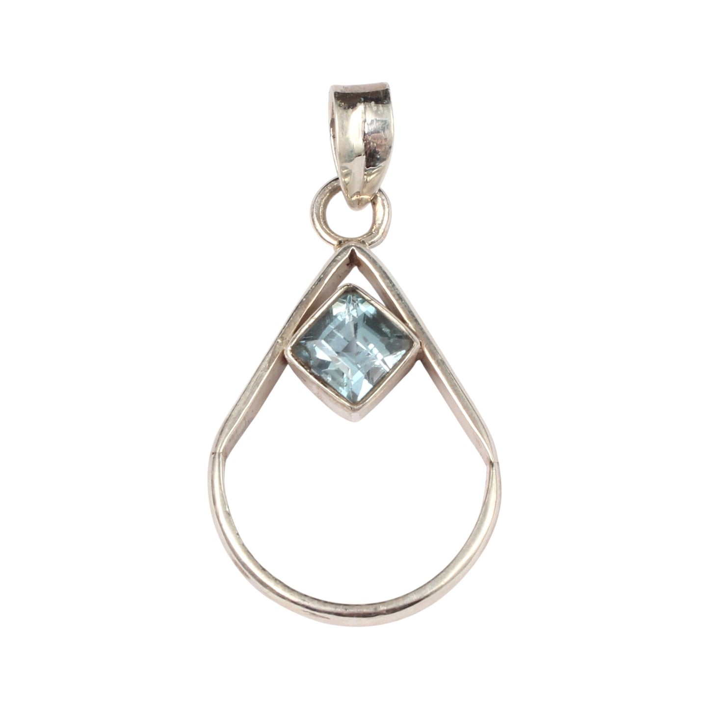 Blue Topaz Pendant Faceted Gemstone Pear Shape 925 Sterling Silver Pendant Gift For Her December Birthstone Jewelry