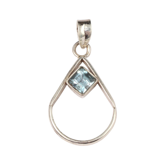 Blue Topaz Pendant Faceted Gemstone Pear Shape 925 Sterling Silver Pendant Gift For Her December Birthstone Jewelry