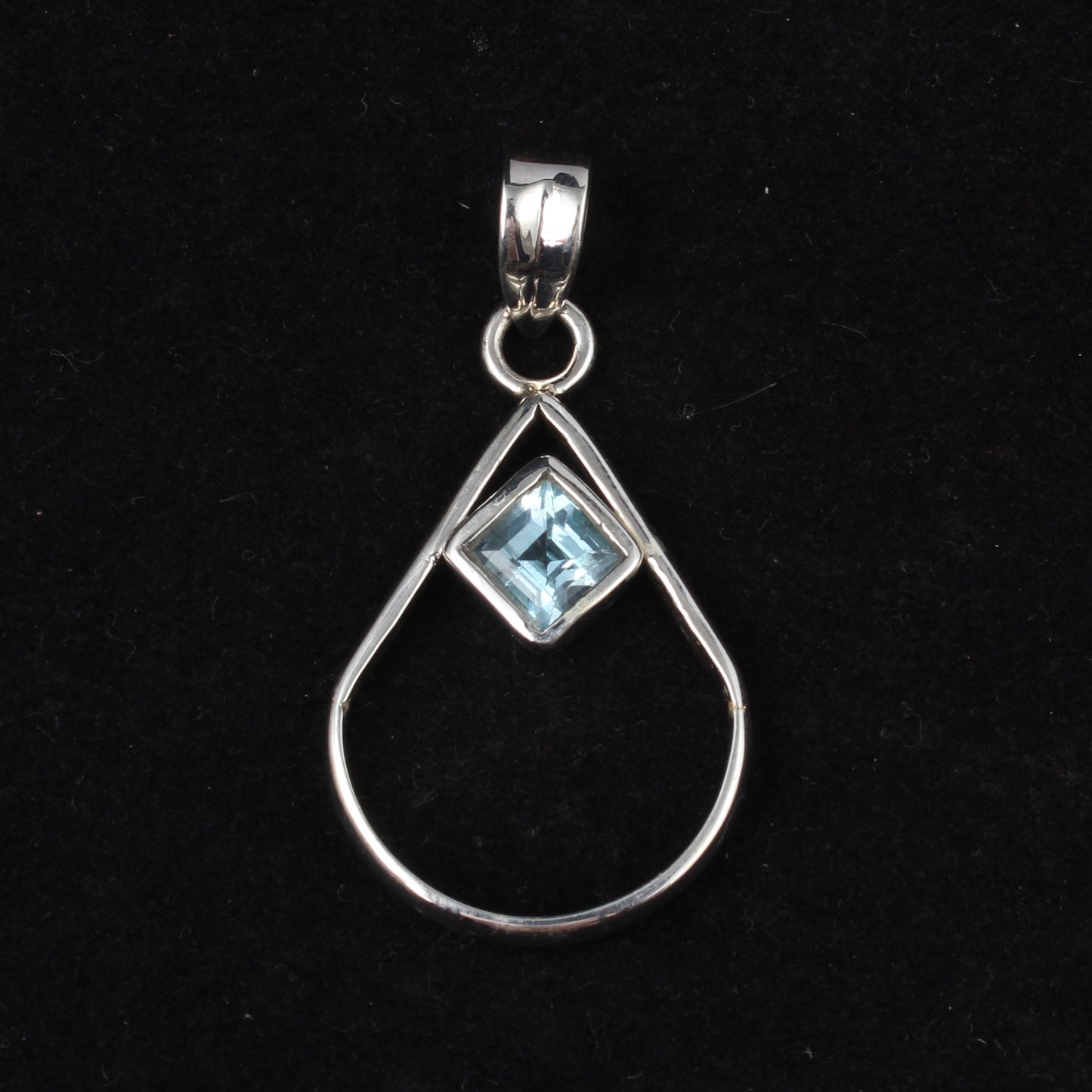 Blue Topaz Pendant Faceted Gemstone Pear Shape 925 Sterling Silver Pendant Gift For Her December Birthstone Jewelry