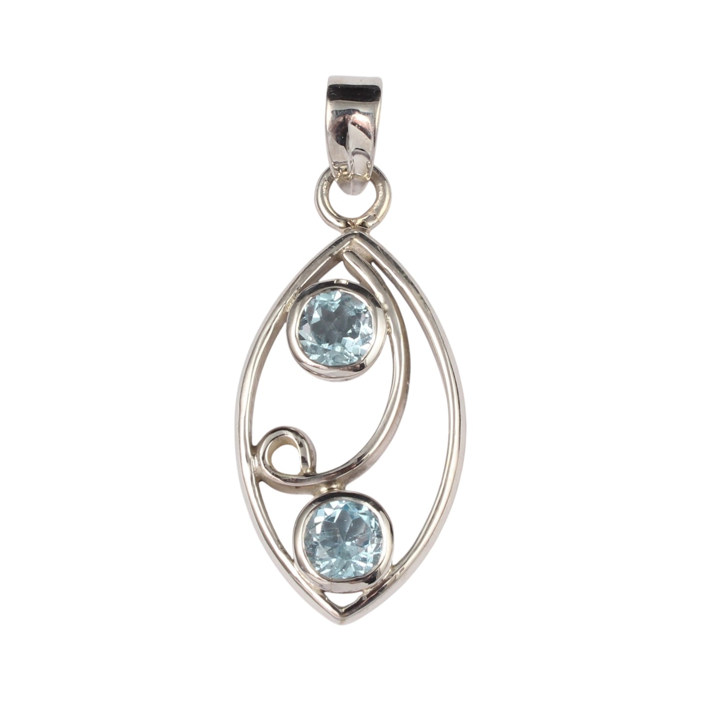 Blue Topaz Pendant Faceted Gemstone Designer 925 Sterling Silver Pendant Gift For Her December Birthstone Jewelry