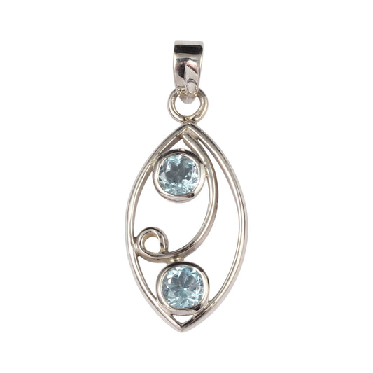 Blue Topaz Pendant Faceted Gemstone Designer 925 Sterling Silver Pendant Gift For Her December Birthstone Jewelry