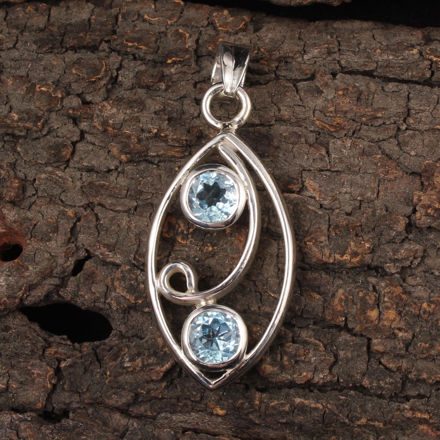 Blue Topaz Pendant Faceted Gemstone Designer 925 Sterling Silver Pendant Gift For Her December Birthstone Jewelry
