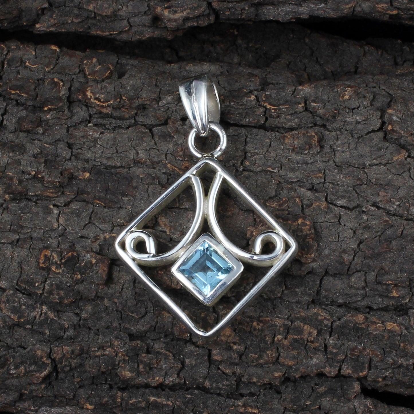 Blue Topaz Pendant Faceted Gemstone 925 Sterling Silver Pendant Gift For Her December Birthstone Jewelry