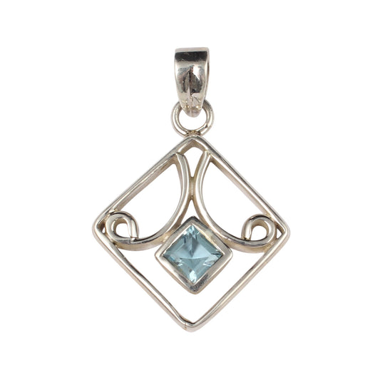 Blue Topaz Pendant Faceted Gemstone 925 Sterling Silver Pendant Gift For Her December Birthstone Jewelry