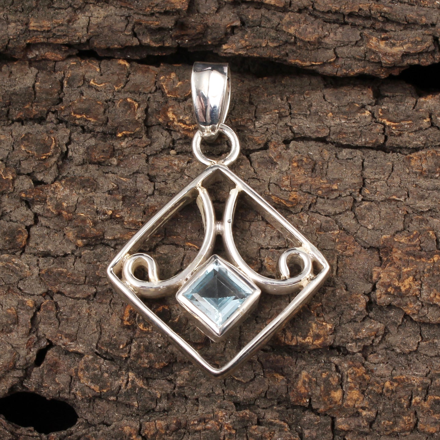 Blue Topaz Pendant Faceted Gemstone 925 Sterling Silver Pendant Gift For Her December Birthstone Jewelry