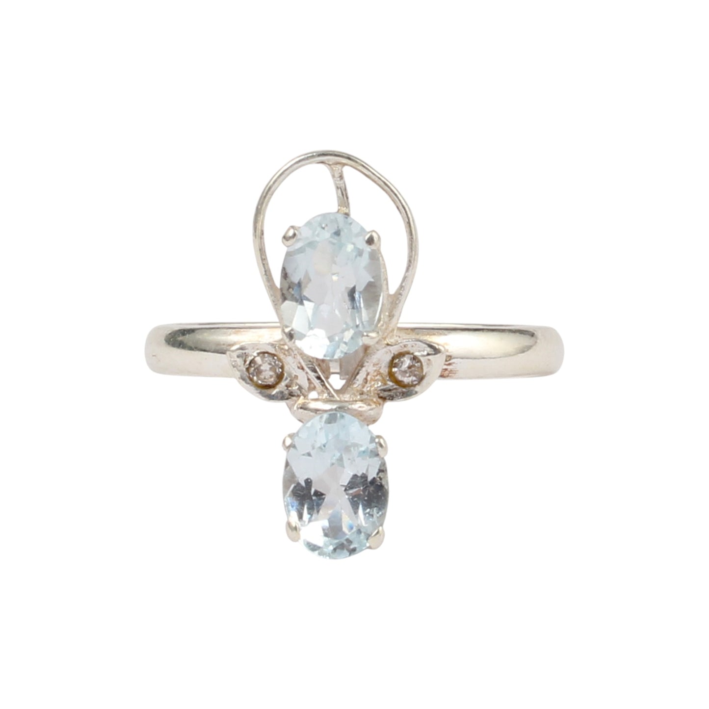 Blue Topaz Ring with CZ Handmade Designer Prong Setting 925 Sterling Silver December Birthstone Ring