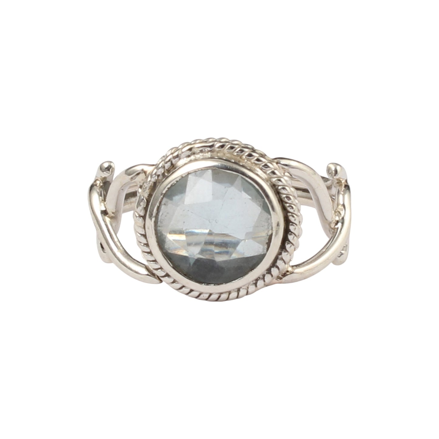 Checker Cut Blue Topaz Ring Handmade Designer Statement Jewelry December Birthstone Ring For Christmas Gift