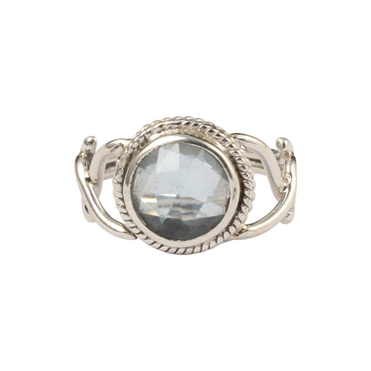 Checker Cut Blue Topaz Ring Handmade Designer Statement Jewelry December Birthstone Ring For Christmas Gift